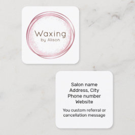 ワックスエステティシャンピンクの四角い名刺 スクエア名刺