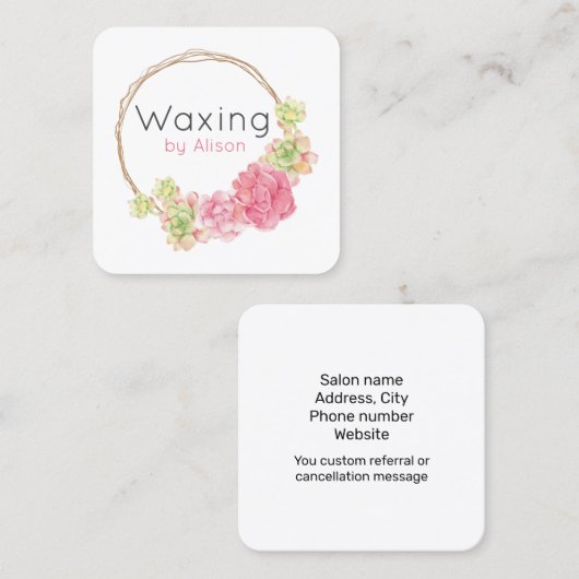 ワックスエステティシャン名刺 スクエア名刺 (正面/裏面)