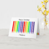ワックスクレヨン明るい虹の色、ハッピーバースデー カード (黄色い花)