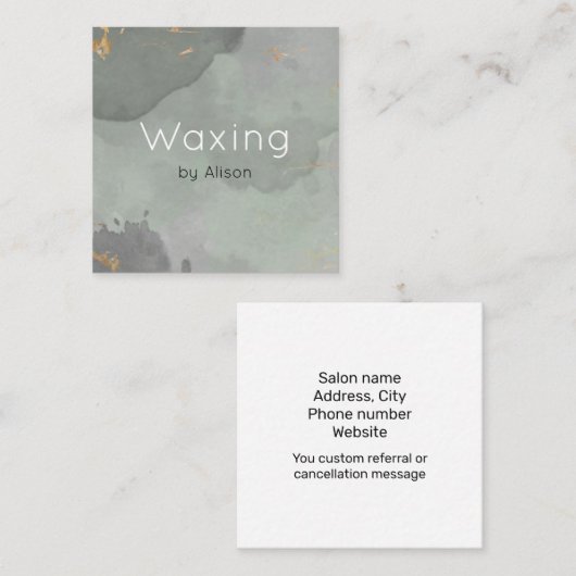 ワックスグレー金ゴールド水彩 スクエア名刺 (正面/裏面)