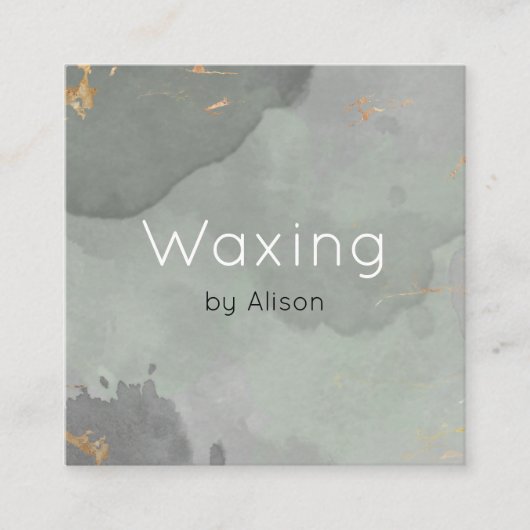 ワックスグレー金ゴールド水彩 スクエア名刺 (正面)