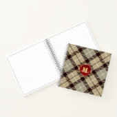 ワックスシパーソナライズされたールモノグラム名グレータータンチェック ノートブック (内部)