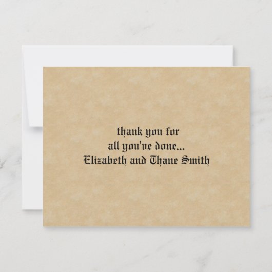 ワックスシフェイクール及び羊皮紙ヴィンテージゴシック サンキューカード (裏面)