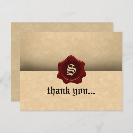ワックスシフェイクール及び羊皮紙ヴィンテージゴシック サンキューカード (正面/裏面)