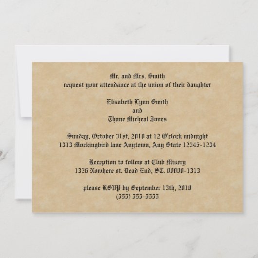 ワックスシフェイクール及び羊皮紙ヴィンテージゴシック セーブザデート (裏面)