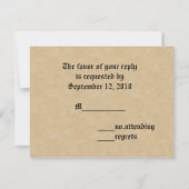 ワックスシフェイクール及び羊皮紙ヴィンテージゴシック 出欠カード (裏面)