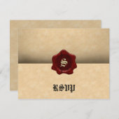 ワックスシフェイクール及び羊皮紙ヴィンテージゴシック 出欠カード (正面/裏面)