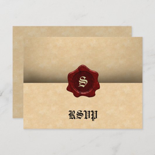 ワックスシフェイクール及び羊皮紙ヴィンテージゴシック 出欠カード (正面/裏面)