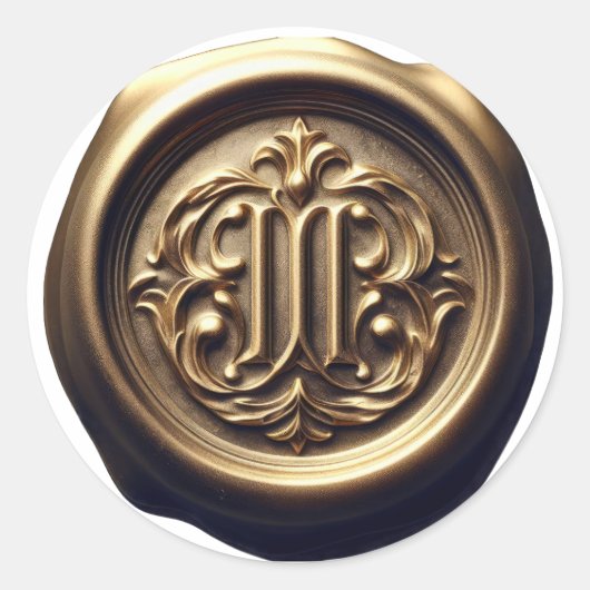 ワックスシフェイクール深い印影金ゴールド ラウンドシール (正面)