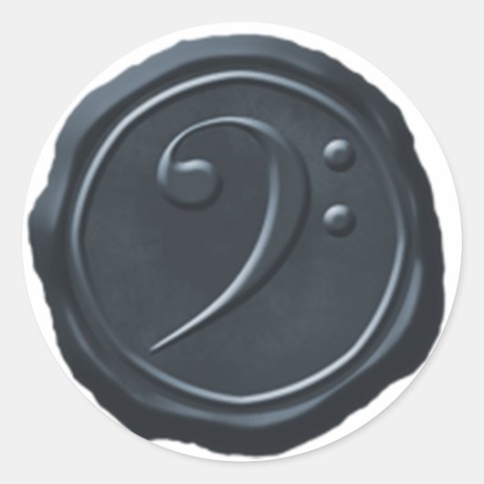 ワックスシールシルバーブルートレブルクレフ、 音符記号音楽シンボル ラウンドシール (正面)