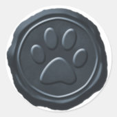 ワックスシールシルバーブルーポープリントペットシンボル ラウンドシール (正面)