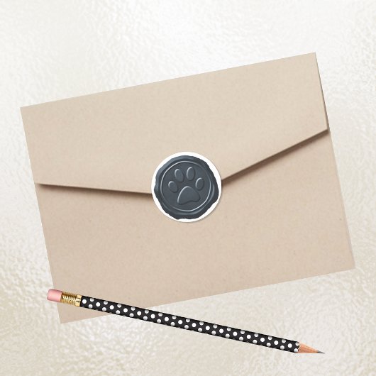 ワックスシールシルバーブルーポープリントペットシンボル ラウンドシール