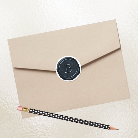 ワックスシールシルバーブルーモノグラムBイニシャル ラウンドシール