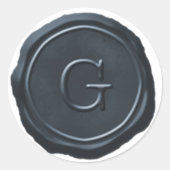 ワックスシールシルバーブルーモノグラムGイニシャル ラウンドシール (正面)