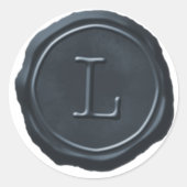 ワックスシールシルバーブルーモノグラムLイニシャル ラウンドシール (正面)