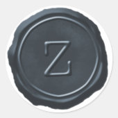 ワックスシールシルバーブルーモノグラムZイニシャル ラウンドシール (正面)