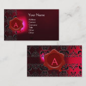 ワックスシールダマスクモノグラムピンクブルガンディ 名刺 (正面/裏面)