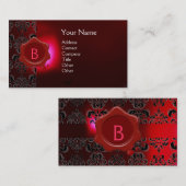 ワックスシールダマスクモノグラムレッドブルガンディ 名刺 (正面/裏面)
