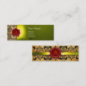 ワックスシールダマスク羊皮紙モノグラムイエロー スキニー名刺 (正面/裏面)