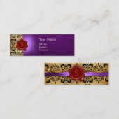 ワックスシールダマスク羊皮紙モノグラムパープル スキニー名刺 (正面/裏面)