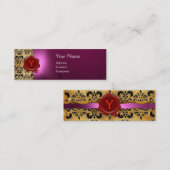 ワックスシールダマスク羊皮紙モノグラムピンク スキニー名刺 (正面/裏面)