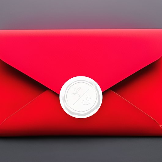 ワックスシールホワイトダブルイニシャル モノグラムの ラウンドシール