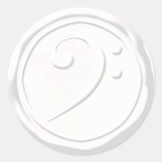 ワックスシールホワイトトレブルクレフ、 音符記号記号 ラウンドシール (正面)