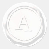 ワックスシールホワイトモノグラムAイニシャル ラウンドシール (正面)