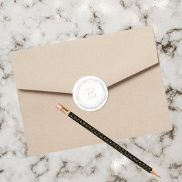 ワックスシールホワイトモノグラムBイニシャル ラウンドシール