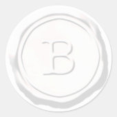 ワックスシールホワイトモノグラムBイニシャル ラウンドシール (正面)