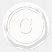 ワックスシールホワイトモノグラムCイニシャル ラウンドシール (正面)