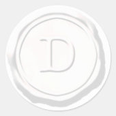 ワックスシールホワイトモノグラムDイニシャル ラウンドシール (正面)
