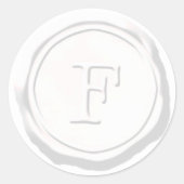 ワックスシールホワイトモノグラムFイニシャル ラウンドシール (正面)