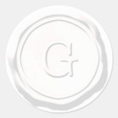 ワックスシールホワイトモノグラムGイニシャル ラウンドシール (正面)