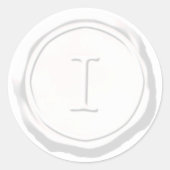 ワックスシールホワイトモノグラムIイニシャル ラウンドシール (正面)