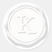 ワックスシールホワイトモノグラムKイニシャル ラウンドシール (正面)