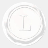 ワックスシールホワイトモノグラムLイニシャル ラウンドシール (正面)