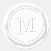 ワックスシールホワイトモノグラムMイニシャル ラウンドシール (正面)
