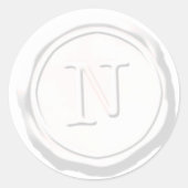 ワックスシールホワイトモノグラムNイニシャル ラウンドシール (正面)