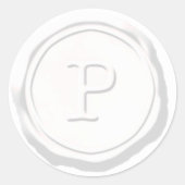 ワックスシールホワイトモノグラムPイニシャル ラウンドシール (正面)