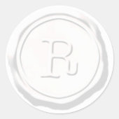 ワックスシールホワイトモノグラムRイニシャル ラウンドシール (正面)