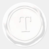 ワックスシールホワイトモノグラムTイニシャル ラウンドシール (正面)