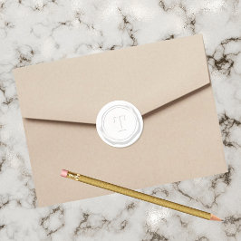 ワックスシールホワイトモノグラムTイニシャル ラウンドシール