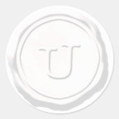 ワックスシールホワイトモノグラムUイニシャル ラウンドシール (正面)