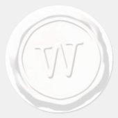 ワックスシールホワイトモノグラムWイニシャル ラウンドシール (正面)