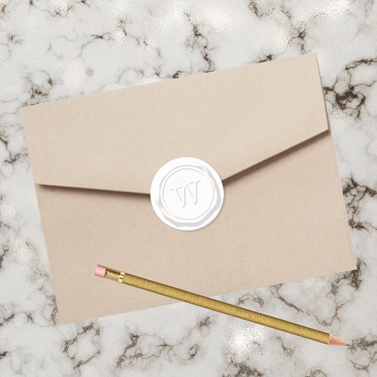 ワックスシールホワイトモノグラムWイニシャル ラウンドシール