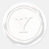 ワックスシールホワイトモノグラムYイニシャル ラウンドシール (正面)