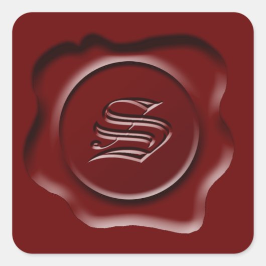 ワックスシールモノグラム文字S スクエアシール (正面)