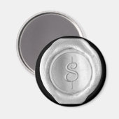 ワックスシールモノグラム磁石 – シルバー – スクリプトスタイル- マグネット (正面/裏面)