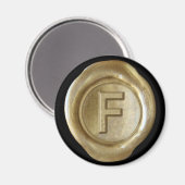 ワックスシールモノグラム磁石 – 金ゴールド-はっきりしたスタイル- マグネット (正面/裏面)